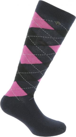 Equitheme geruite sokken Fuchsia-navy-zwa 35-38 nodig? - ruitershopbeerens.nl