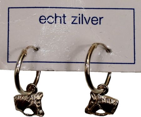 Oorbel ringetjes met paardje echt zilver Zilver 1 maat nodig? - ruitershopbeerens.nl