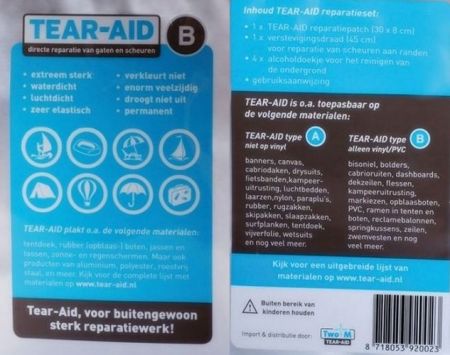 Tear- Aid A reparatieset voor b.v. paardendekens of zwebaden enz Kleurloos 30 X 8 cm nodig? - ruitershopbeerens.nl
